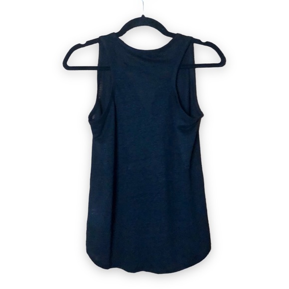 Vince Split Neck Black Linen Tank Top - Picture 2 of 5